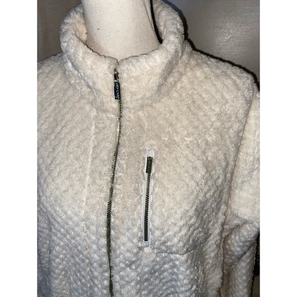NWT $69.50 Calvin Klein Women’s XL Soft White Soft Pull Over Front Zip Sweater - Picture 3 of 12